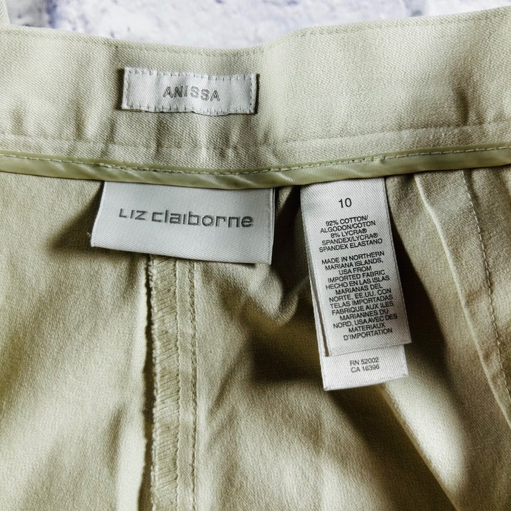 Liz Claiborne Anissa Wide Leg Pants Womens 10 Cream Beige High Rise Trousers - Picture 6 of 11